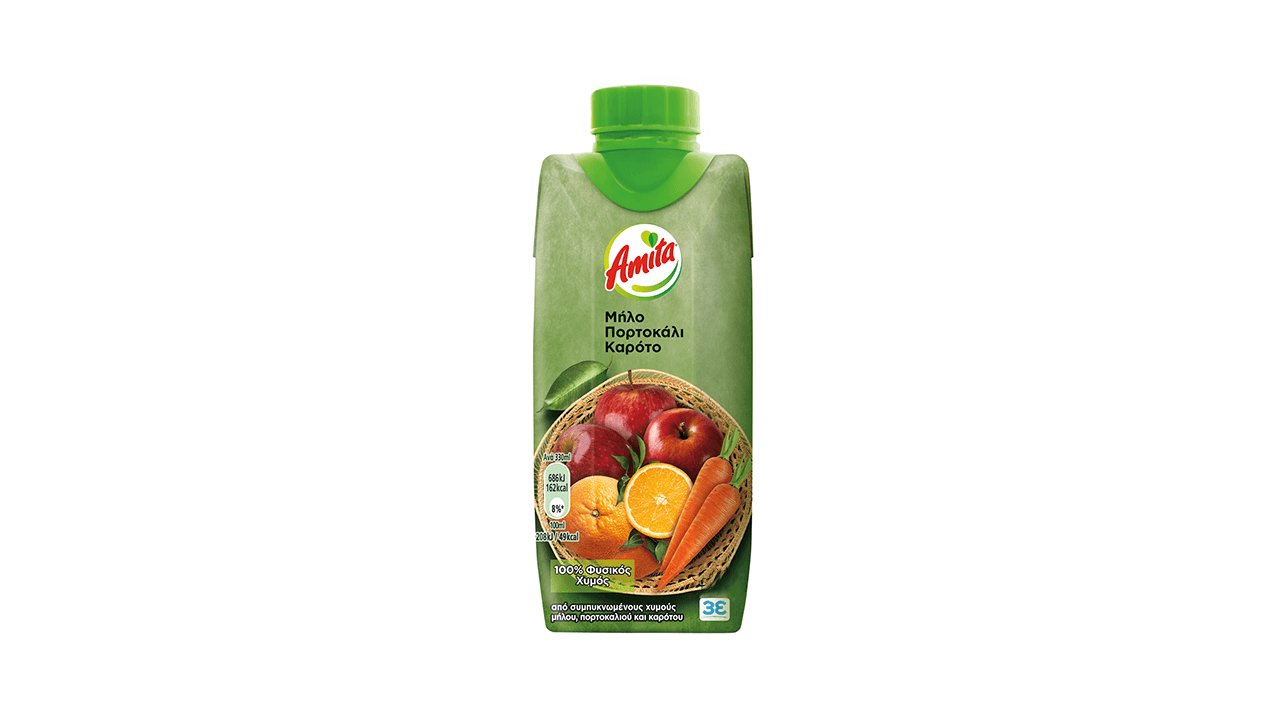 Amita μήλο, πορτοκάλι & καρότο 330ml